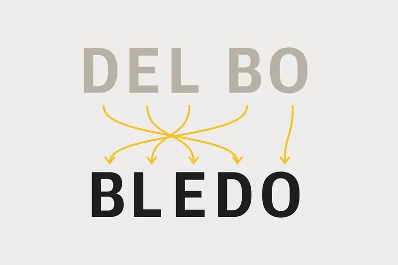 Le lettere di Del Bo si spostano e formano la parola Bledo, anagramma del cognome di famiglia